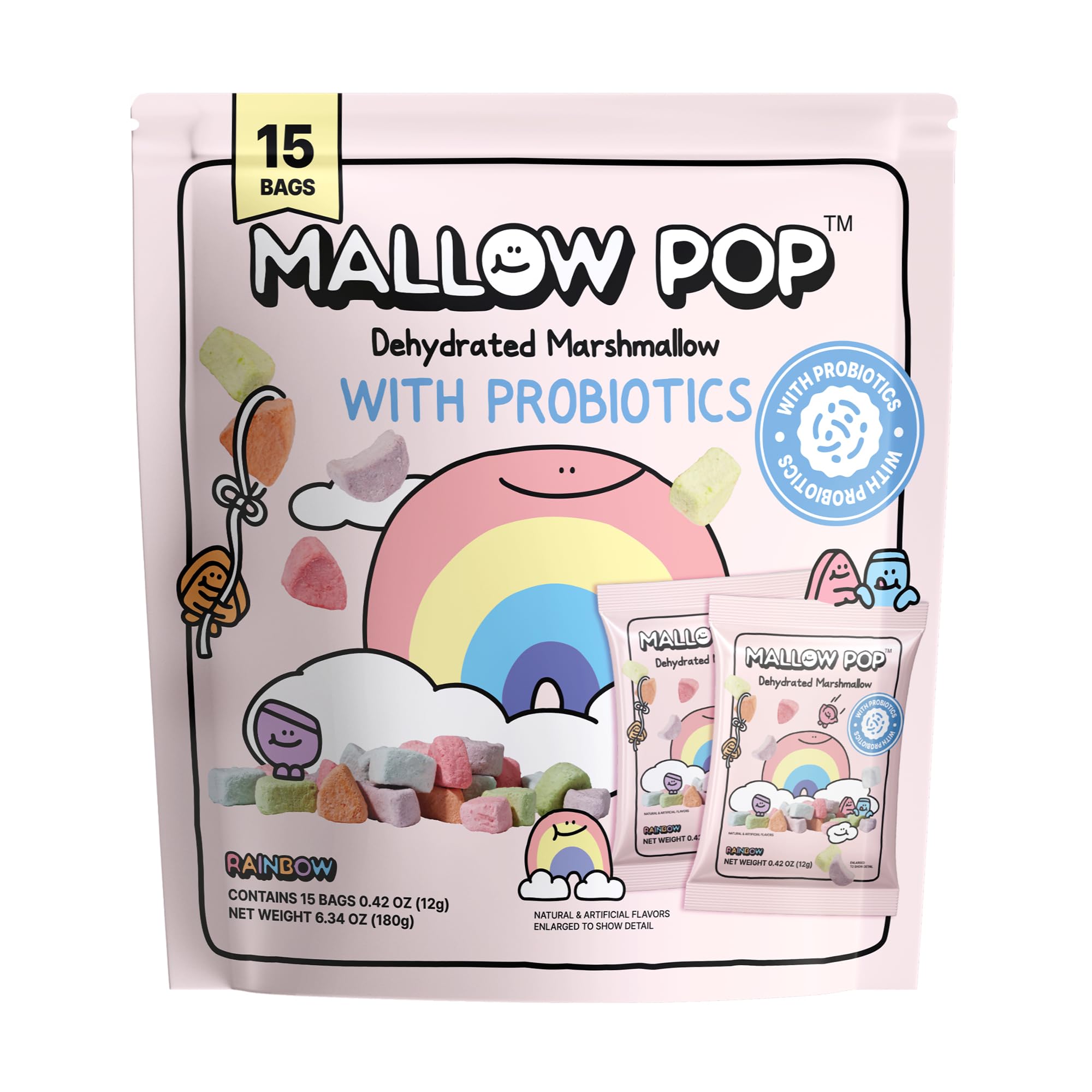 Mallow Pop Rainbow with Probiotics 6.34oz 15 Snack packs