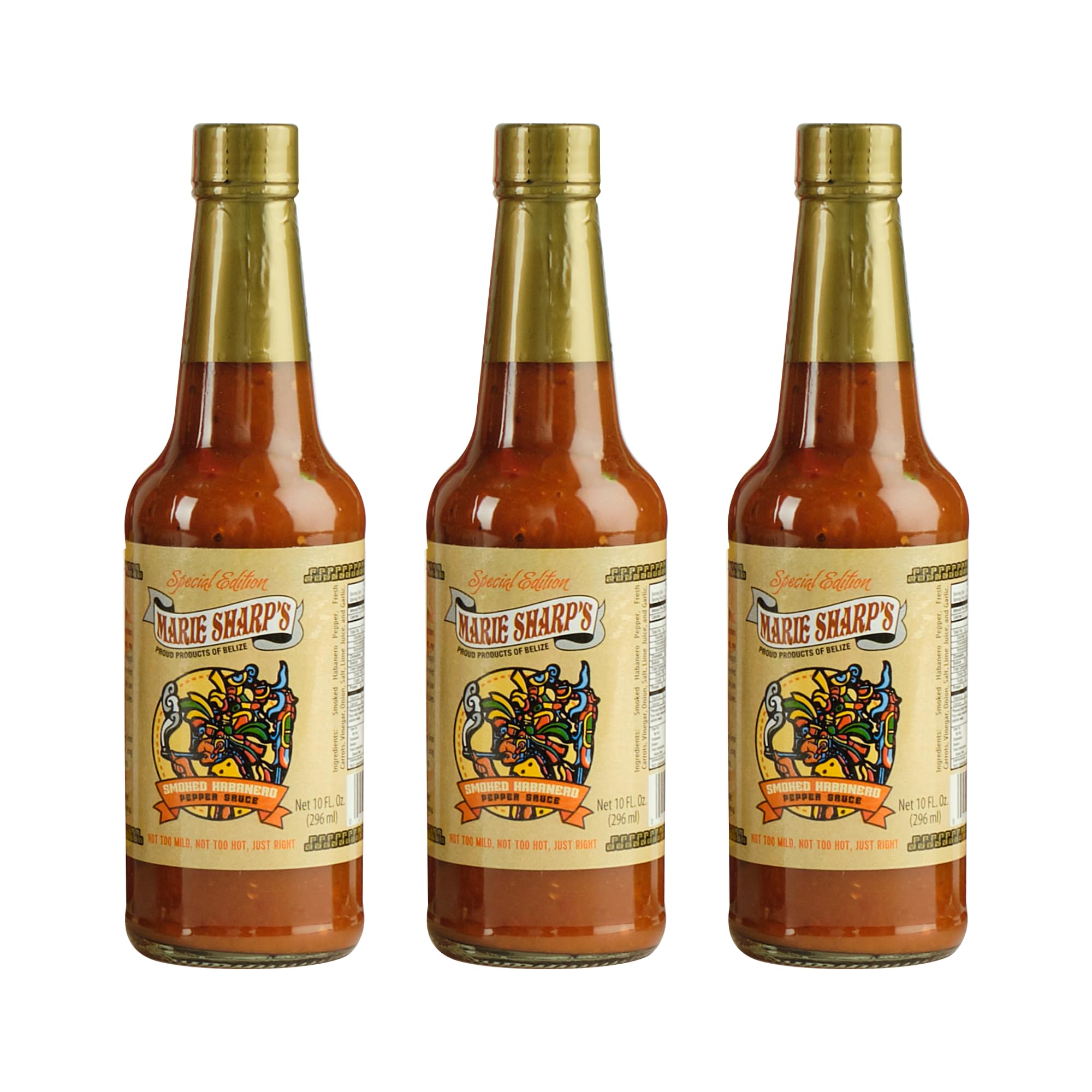 Marie Sharp’s Smoked Habanero Pepper Sauce, 10 oz - Belizean Hot Sauce with Bold Smoke & Heat - All-Natural, Gluten-Free (Pack of 3)