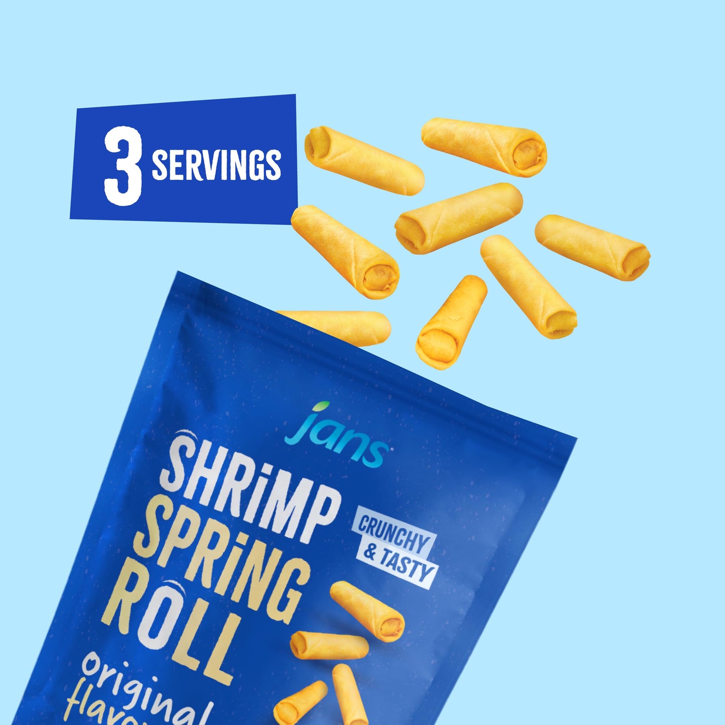 Jans Crispy Asian Snacks Bites, 5.29 oz Resealable Snack Bag (1-Pack, Shrimp Spring Roll)