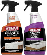 Weiman Stone & Granite Countertop Cleaner and Sealer Kit - Clean, Polish & Protect Natural Stone & Granite Sealer - Streak-Free - Safe for Granite