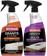 Weiman Stone & Granite Countertop Cleaner and Sealer Kit - Clean, Polish & Protect Natural Stone & Granite Sealer - Streak-Free - Safe for Granite