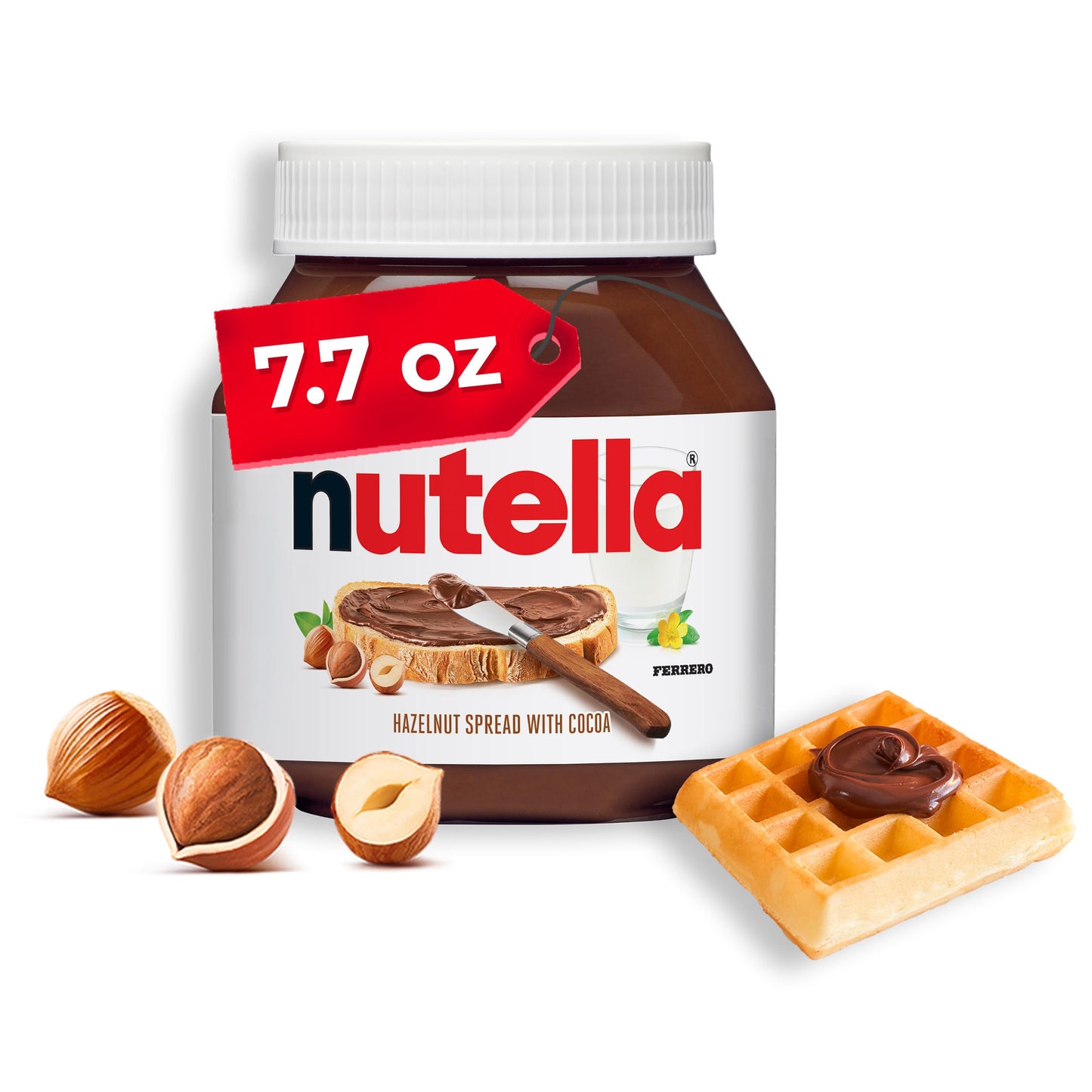 Nutella Hazelnut Spread with Cocoa, Creamy Hazelnut Spread, Breakfast Favorite, 7.7 oz Jar
