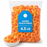 Gummi Peach Rings Candy, Soft Chewy Peach Flavor, 4.5 lb Bulk Bag