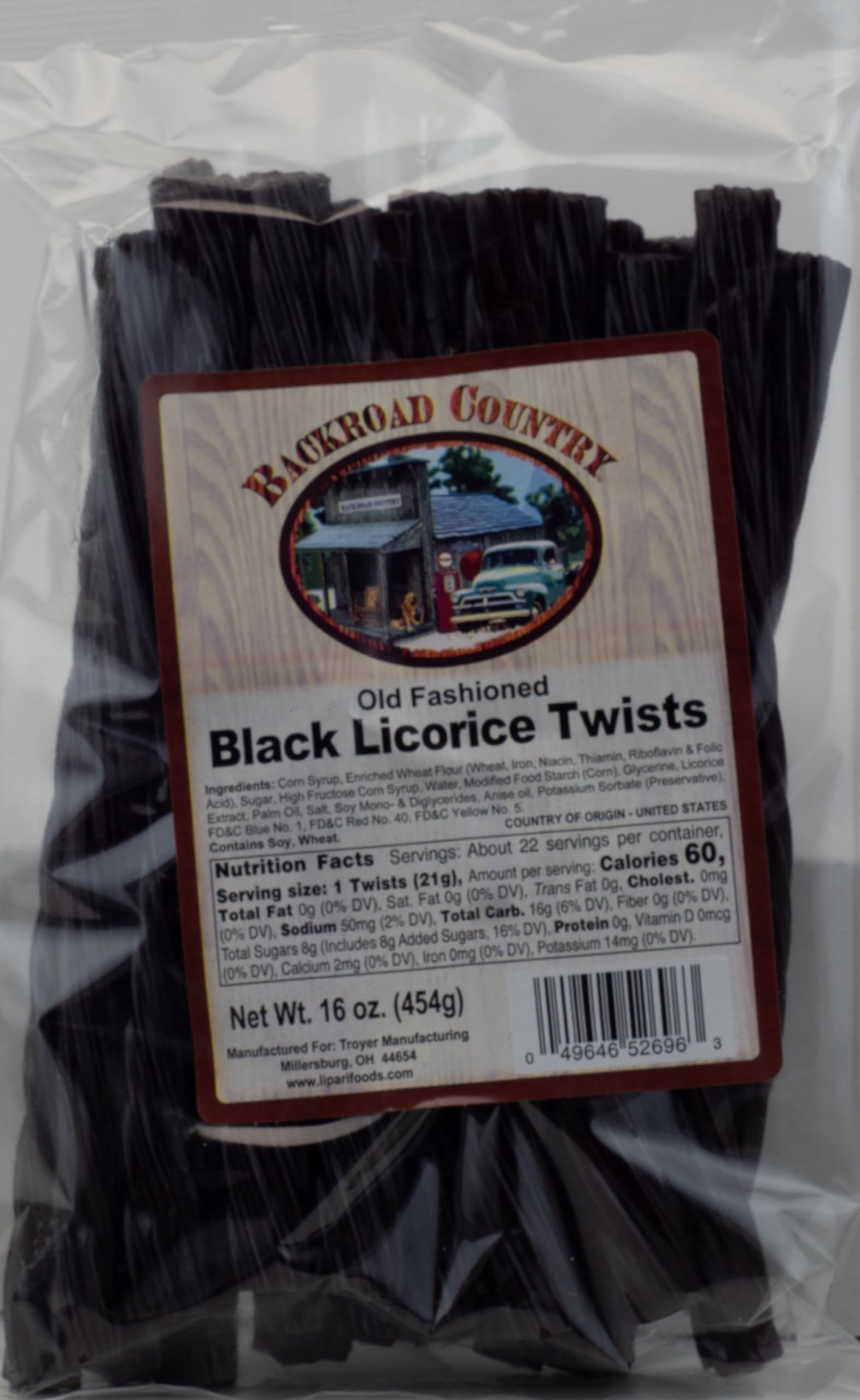 Backroad Country Old Fashioned Classic Black Licorice Twists - Licorice Candy - Made in the USA - 16 OZ (Pack of 2)