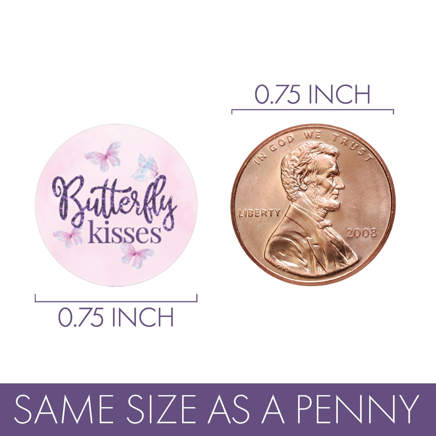 Butterfly Baby Shower Kisses Stickers - Candy Party Favor Labels, 180 Count