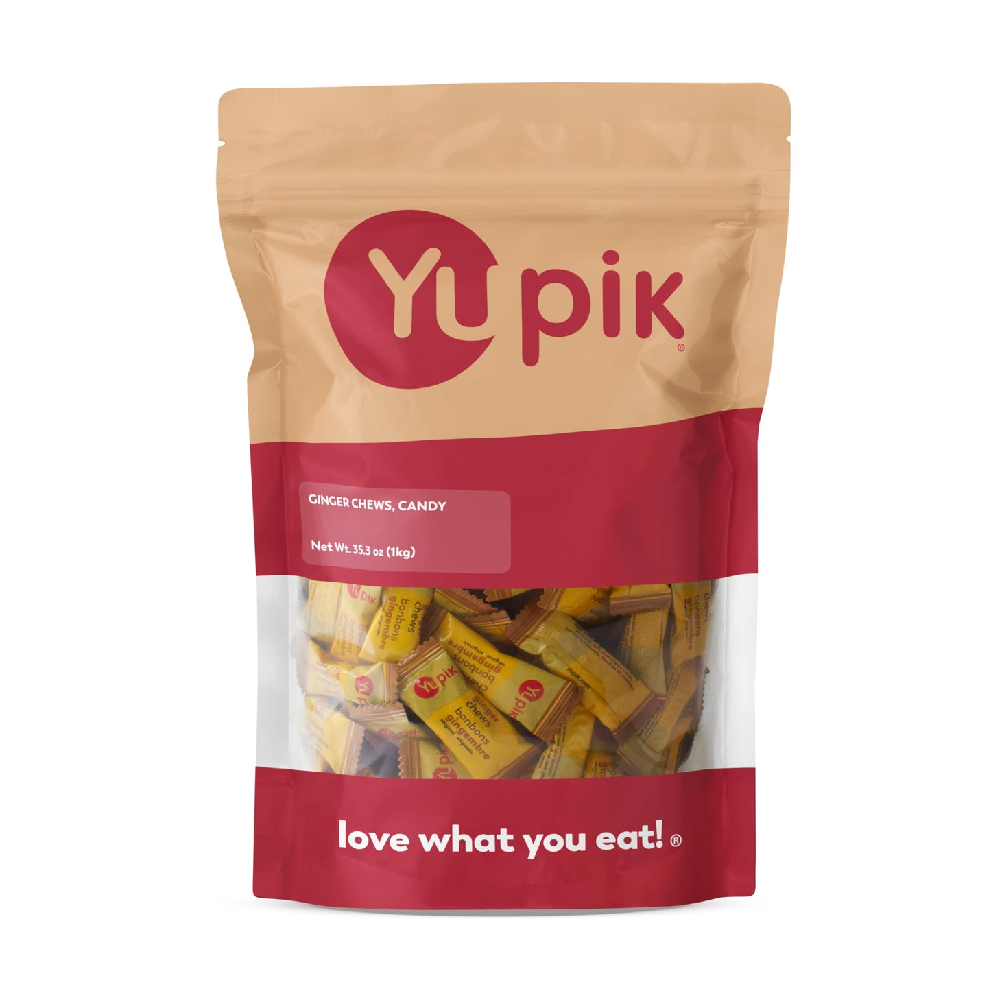 Yupik Ginger Chews, Candy, 2.2 lb (35.2 oz), Gluten-Free, Individually Wrapped Candies, Soft & Chewy Bites, Made with Real Ginger, Sweet & Spicy