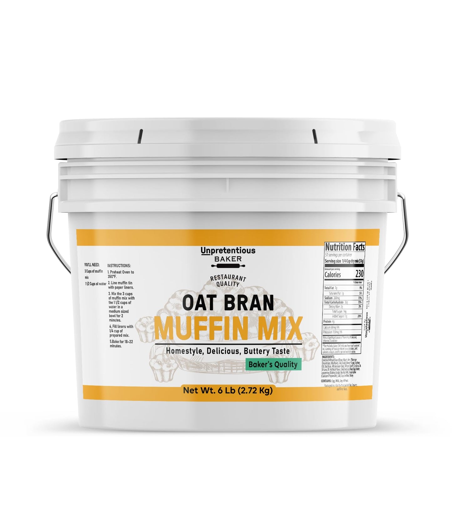 Unpretentious Oat Bran Muffin Mix, Fluffy, Delicious (6 Pound)