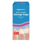 Amazon Basics Reclosable Gallon Food Storage Bags with Double Zipper Seal, Stand and Fill Base, BPA Free, 120 Count