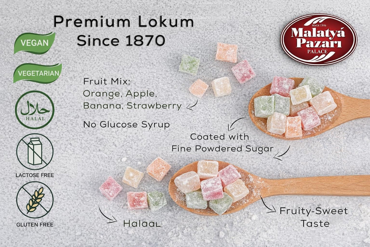 Malatya Pazari Rose Turkish Delight Candy, Soft, Chewy and Fragrant, 12.3oz