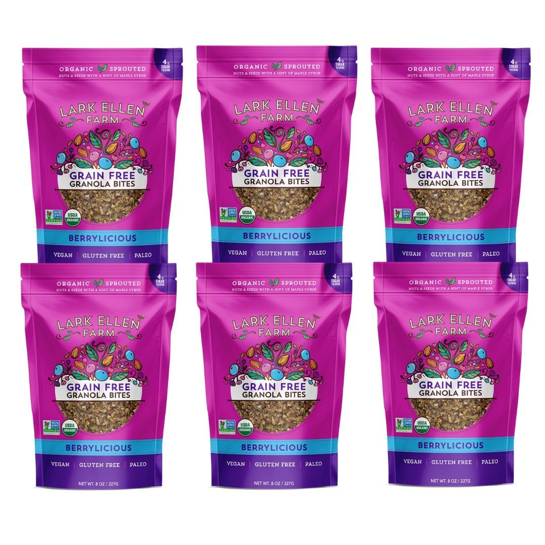 Lark Ellen Farm Berrylicious Granola Clusters: Raw, Organic, Vegan. Low Carb, Paleo. Gluten-Free Bites. Healthy Breakfast/Snack, 8 oz, 6 Pack