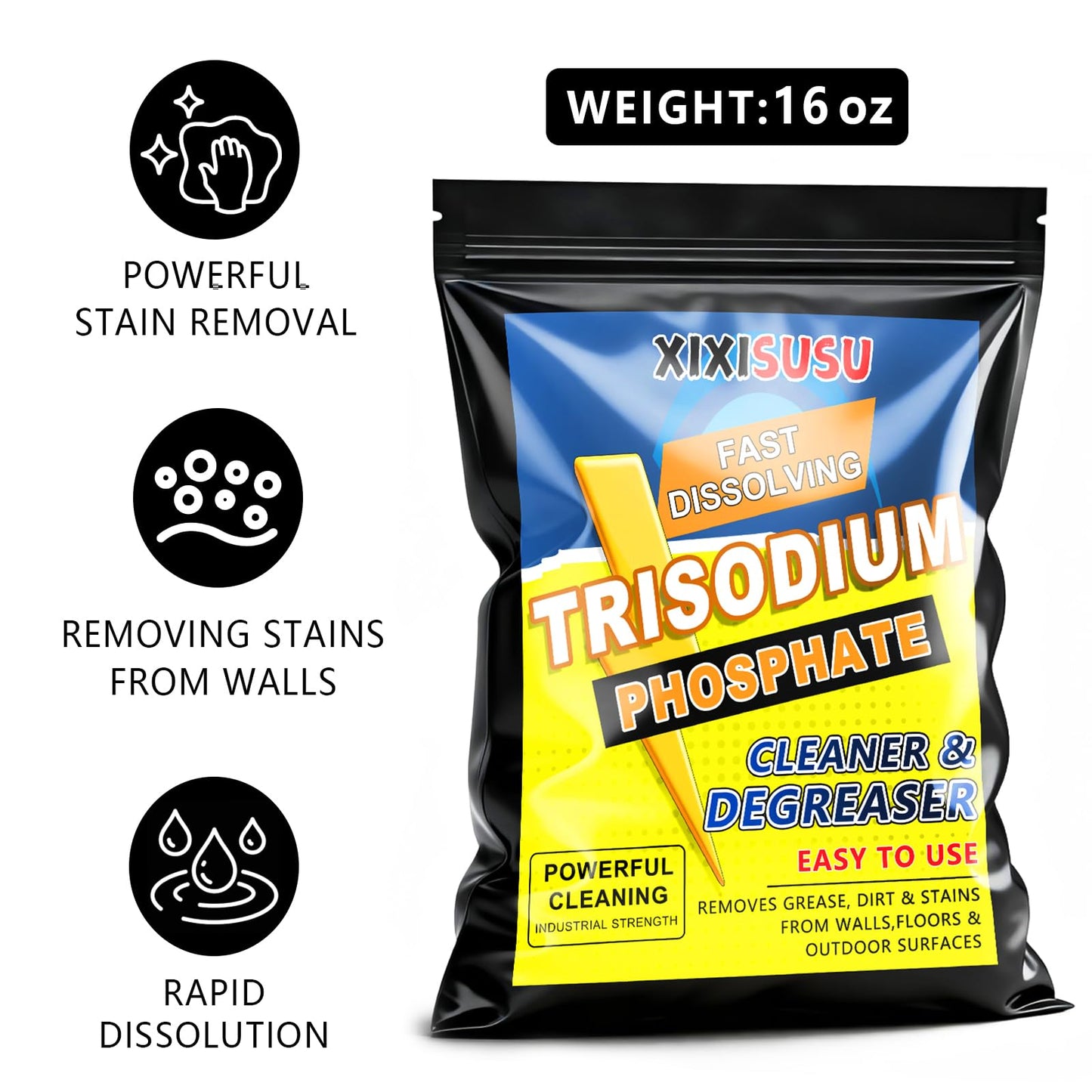 xixisusu Strength Trisodium Phosphate-Based Cleaner & Degreaser | Heavy-Duty Formula for Pre-Paint Cleaning, Walls, Floors & Decks | Cuts Grease, Soot