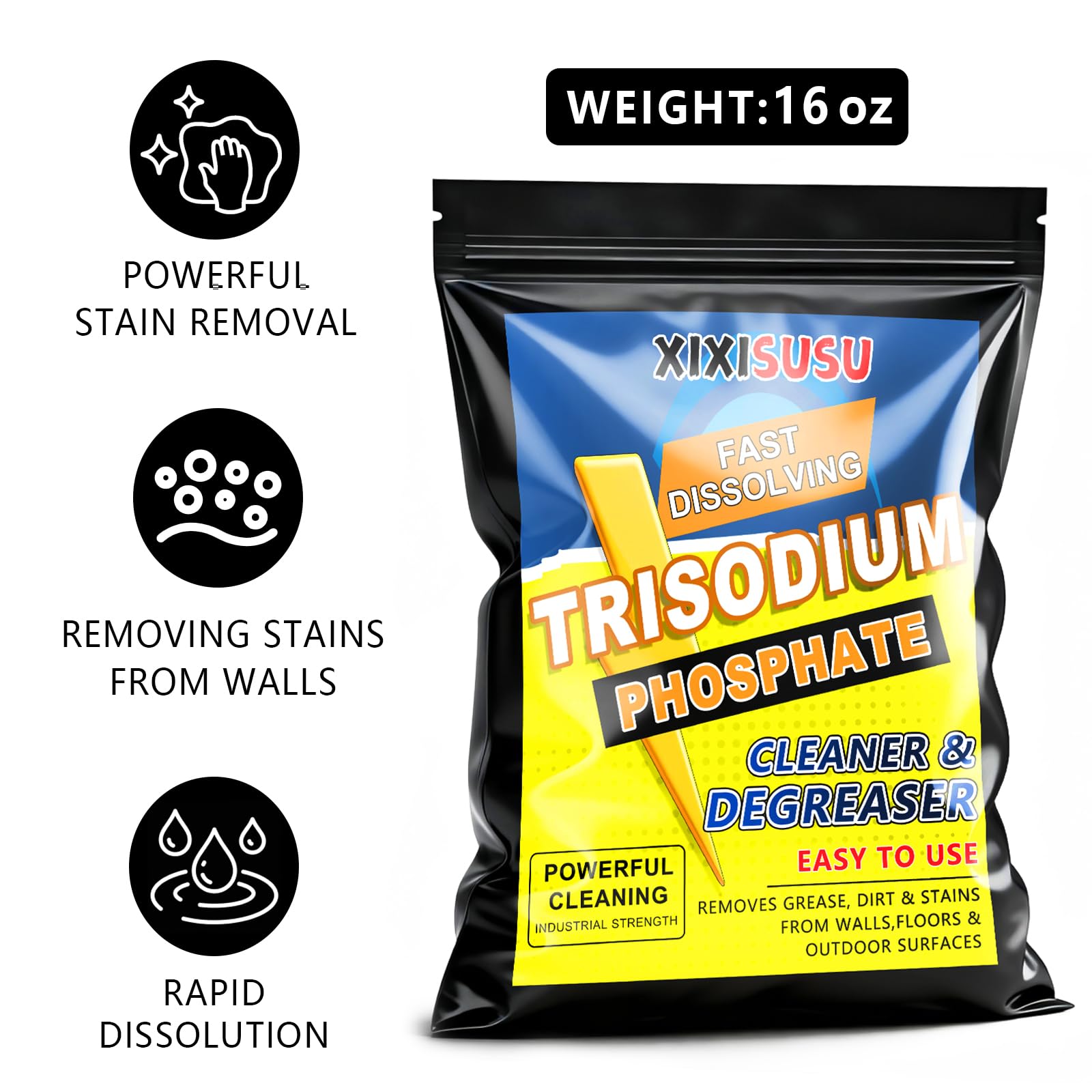xixisusu Strength Trisodium Phosphate-Based Cleaner & Degreaser | Heavy-Duty Formula for Pre-Paint Cleaning, Walls, Floors & Decks | Cuts Grease, Soot