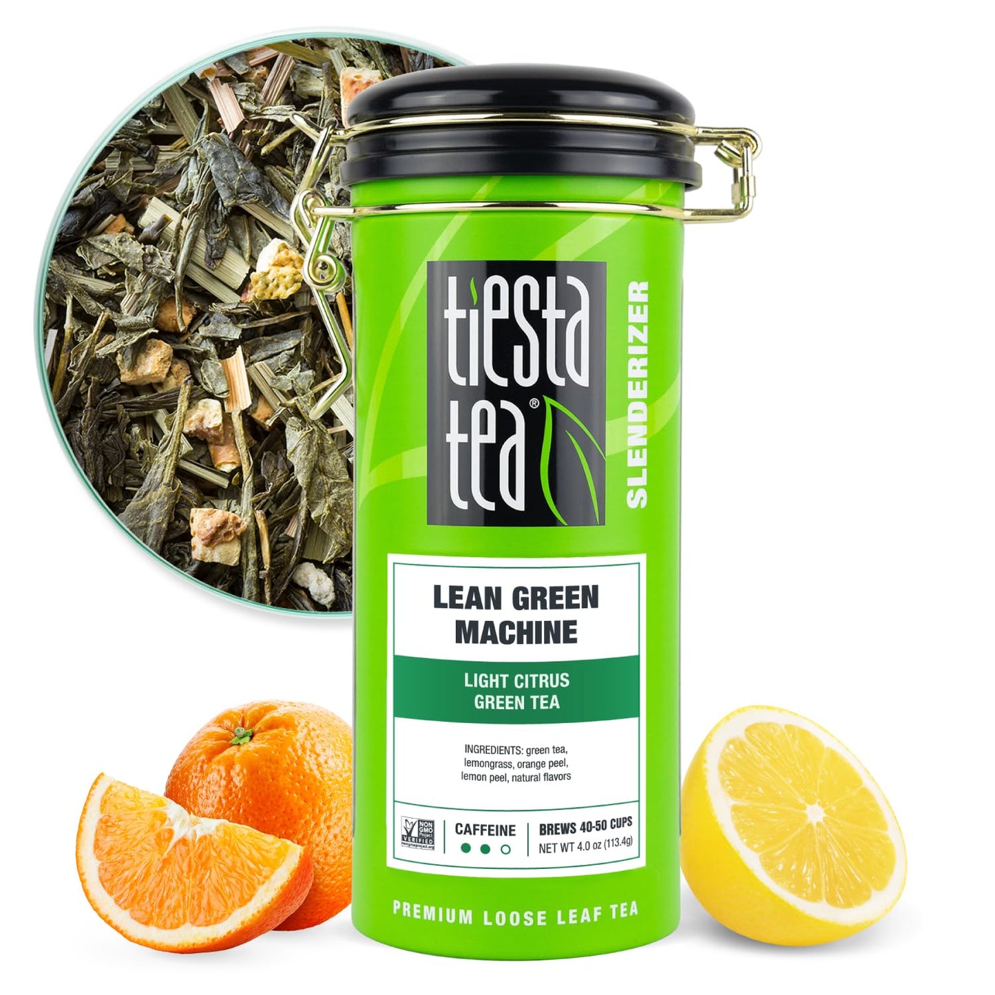 Tiesta Tea - Lean Green Machine, Loose Leaf, Light Citrus Green Tea, Premium Loose Leaf Blend, Medium Caffeinated, Brews Up to 50 Cups, 4 Ounce