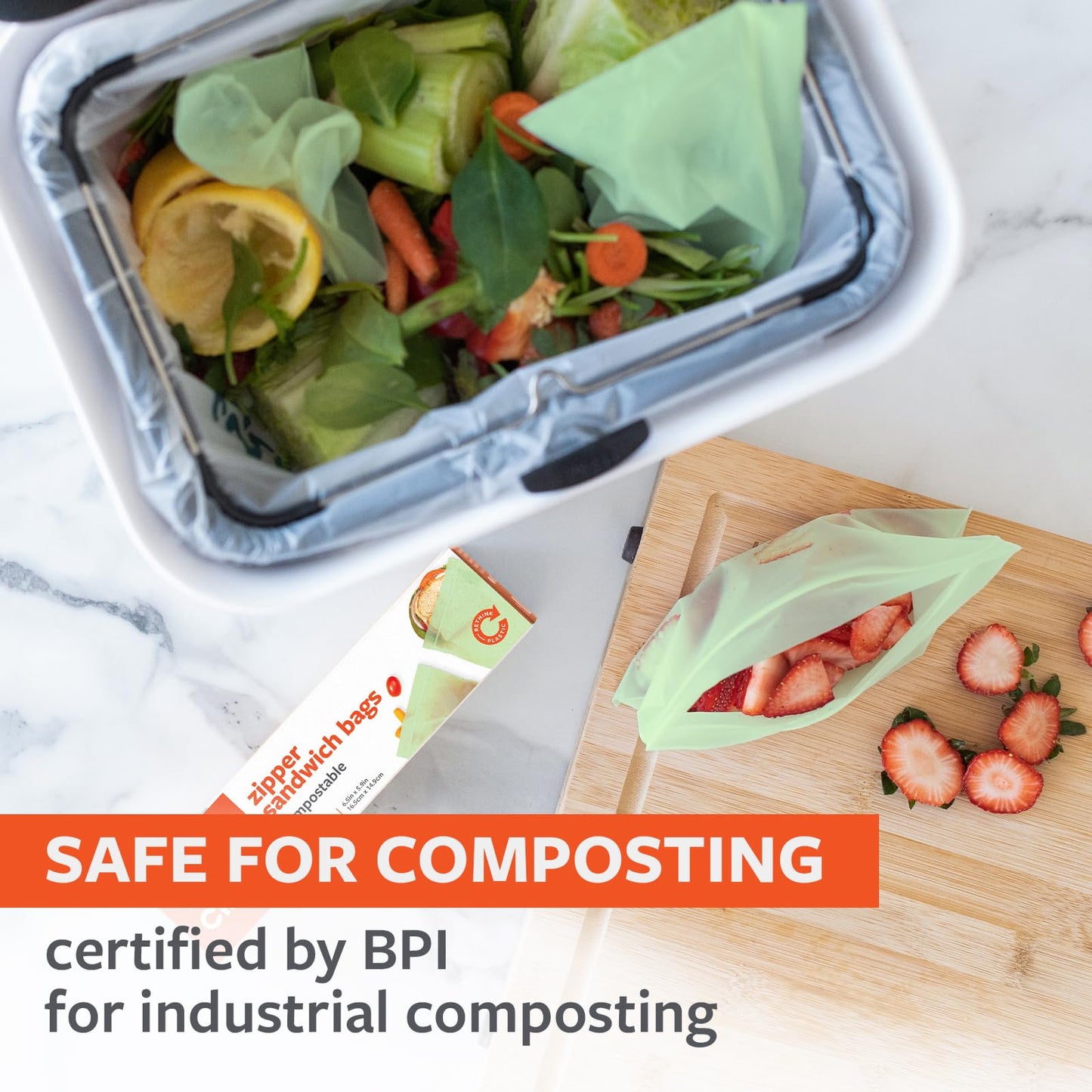 Full Circle Compostable Zipper Bags - Sandwich Size, 100ct, 4 Boxes of 25 - Plant-Based & Plastic-Free, No Microplastics, Leak-Resistant, Resealable