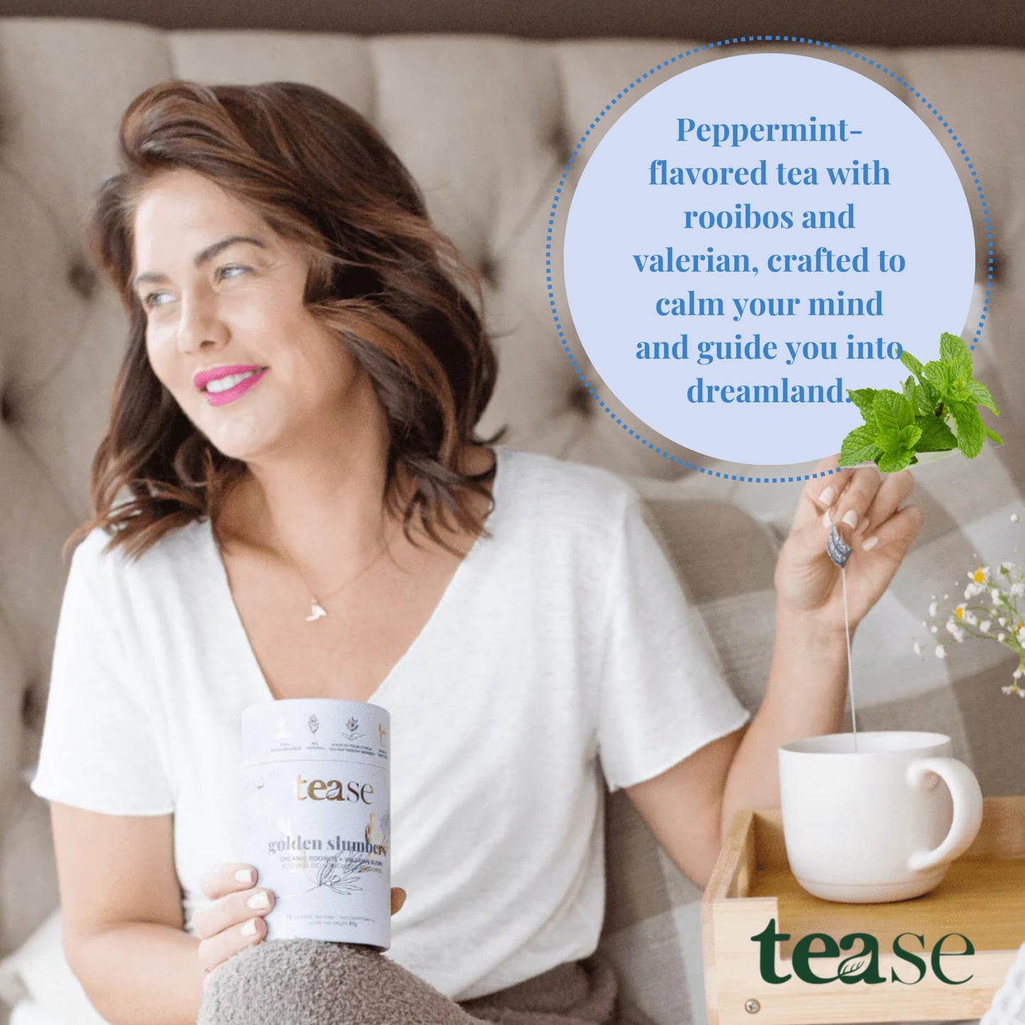 Tease Tea Herbal Sleep Tea - Golden Slumbers Calming and Relaxing Tea, Best Sleep Aid Tea, Caffeine Free Calming Tea Made with Rooibos, Lemon