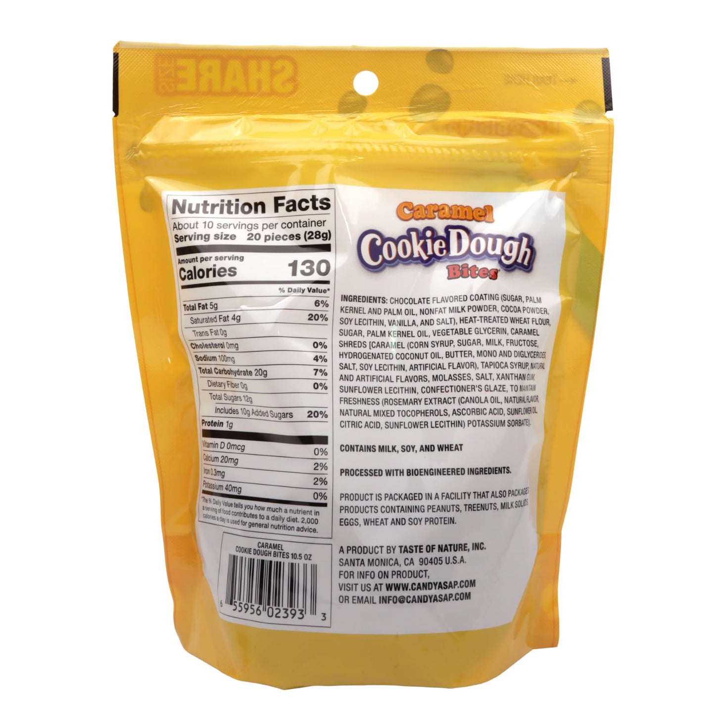 Bulk Caramel Cookie Dough Bites, Milk Chocolate Covered Candy, Resealable Share Size Bag, 10.5 Ounces (Pack of 2)