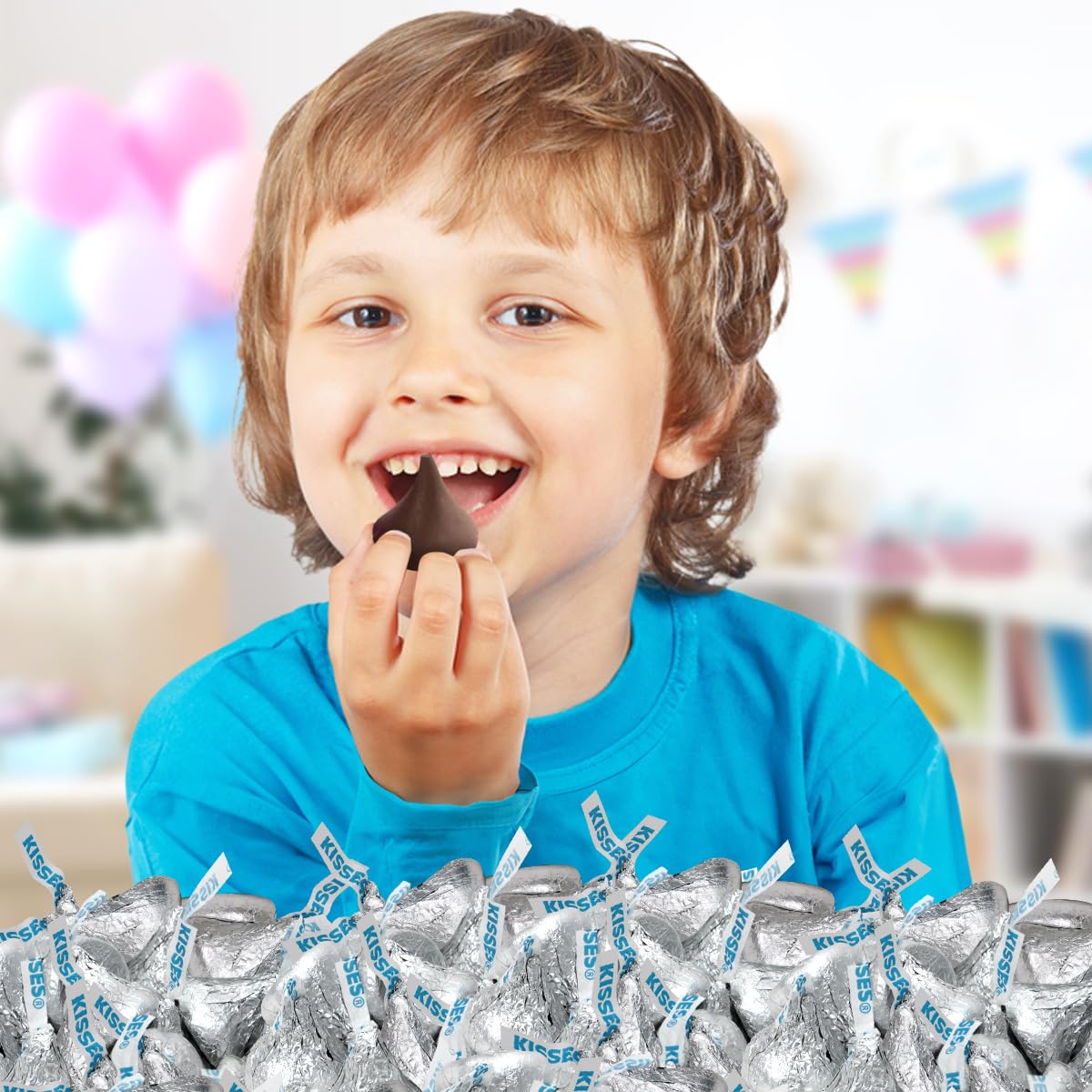 Bulk Milk Chocolate Candy 2 Pound Approx. 200 Pieces - Individually Wrapped Silver Foil Milk Chocolate Candy for Party Favors, Candy Buffets, Gifts