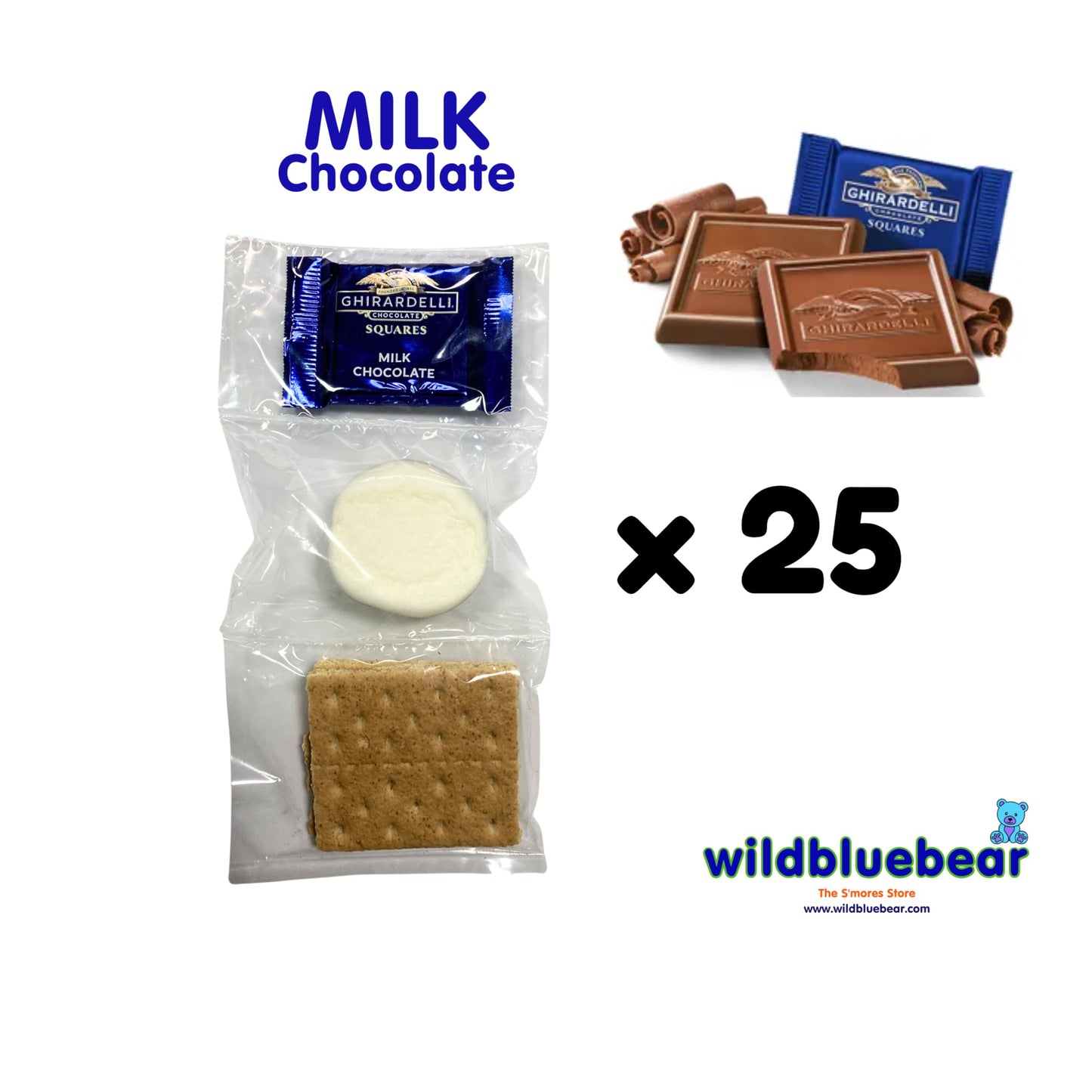 WBB | SMORES KIT STRIP | Individually packaged set : Graham Crackers, Marshmallow, Chocolate | Make delicious smores (25 sets) (Milk)