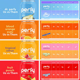 PERFY Nootropic Calm Soft Soda Drink Variety Pack | 4 Flavors: Dr. Perfy, Blood Orange Yuzu, Tropical Citrus, Fruit Punch (12oz Cans) | L-Theanine +