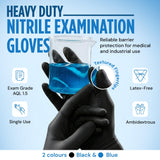 SAFEKO Heavyweight Nitrile Gloves | Black | 5 Mil | Large | 100 Gloves, Latex Free, Powder Free | 6027BX
