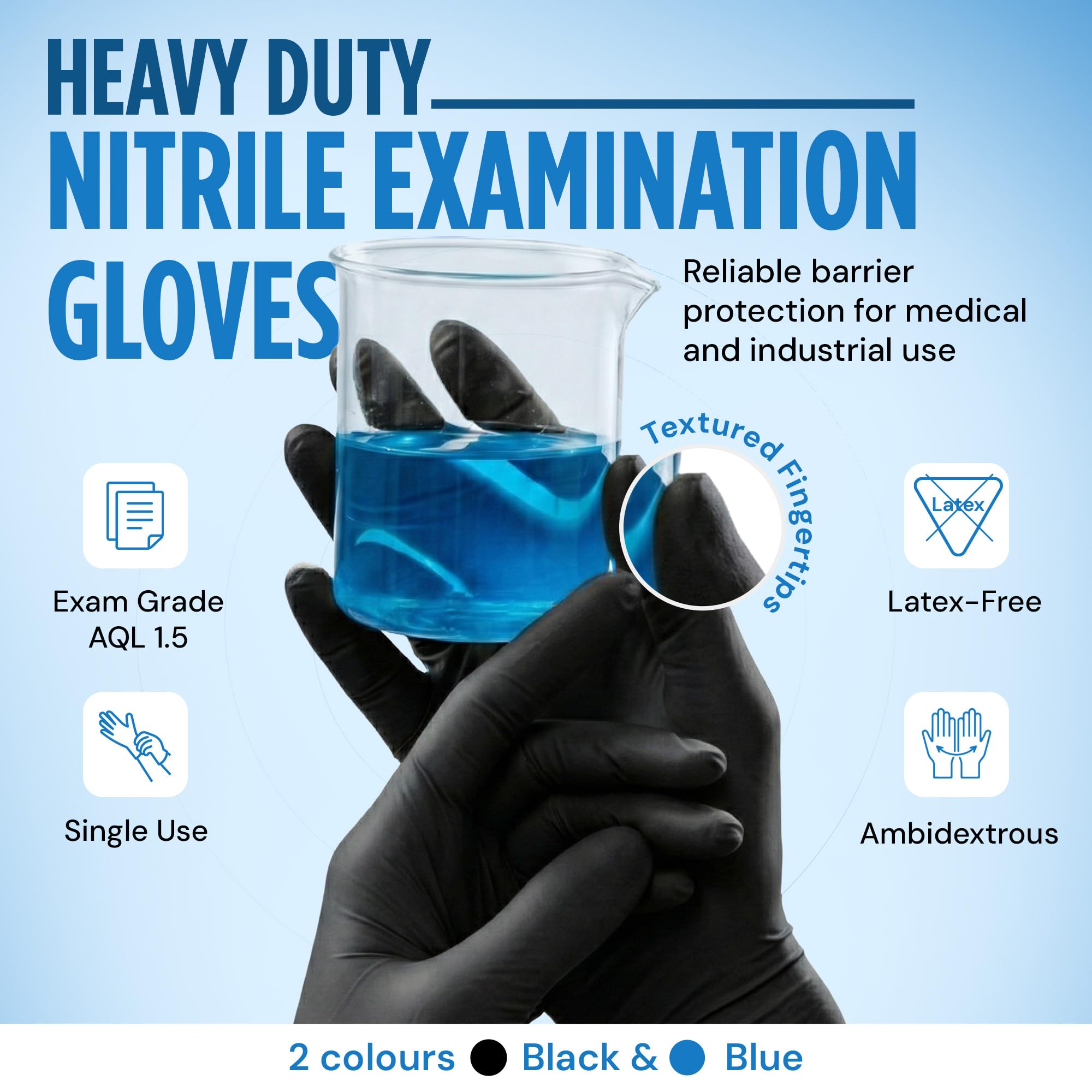 SAFEKO Heavyweight Nitrile Gloves | Black | 5 Mil | Large | 100 Gloves, Latex Free, Powder Free | 6027BX