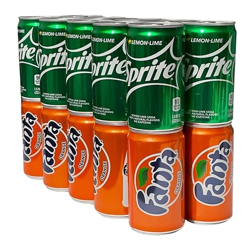 BLESSVA® - Sprite Variety Fanta Pack Sodas- 2 packs of 10 cans each, 20 Cans Sodas Mini (7.5oz per cans)