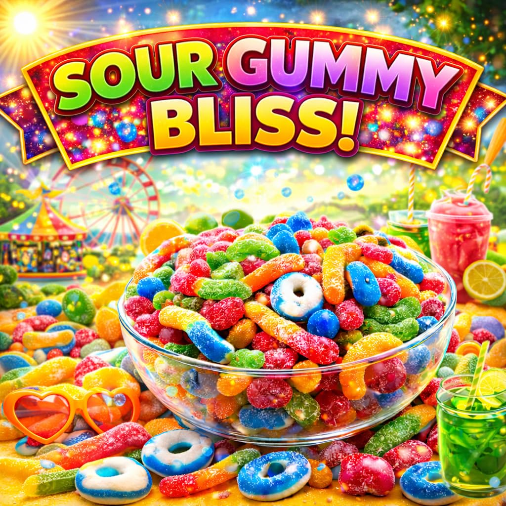 Sour Gummy Candy Fun Mix | 1 LB Bulk Value | Belts, Peach Rings, Wedges, Worms, Bears - Party Favors, On the Go Package - Assorted Mix Bulk