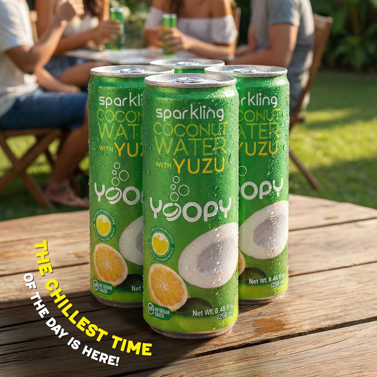 Yoopy Sparkling Coconut Water with Citrus-Inspired Yuzu - Low Sugar Refreshing Drink, Healthy Soda Alternative, Lightly Carbonated Beverage - 12 pack