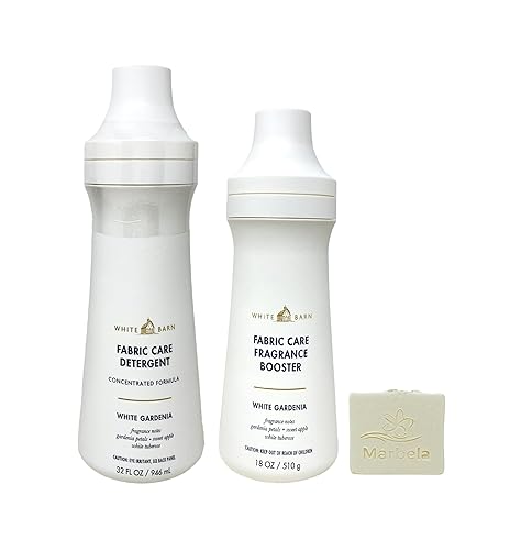 Bath & Body Works White Gardenia Fabric Care Laundry Detergent and Fragrance Booster with a Natural Oats Bar Soap