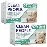 The Clean People Fabric Softener Sheets - Dryer Sheets - Softens & Removes Static Cling - Vegan Laundry Softener With Essential Oils - Fresh Scent