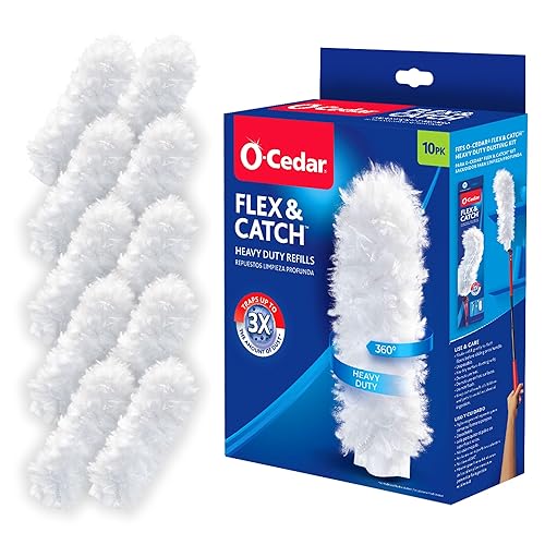 O-Cedar Flex & Catch Heavy Duty Dusting Refills (10 Count) | Disposable Duster Refill | Traps 3X More Dust Than Traditional Feather Duster
