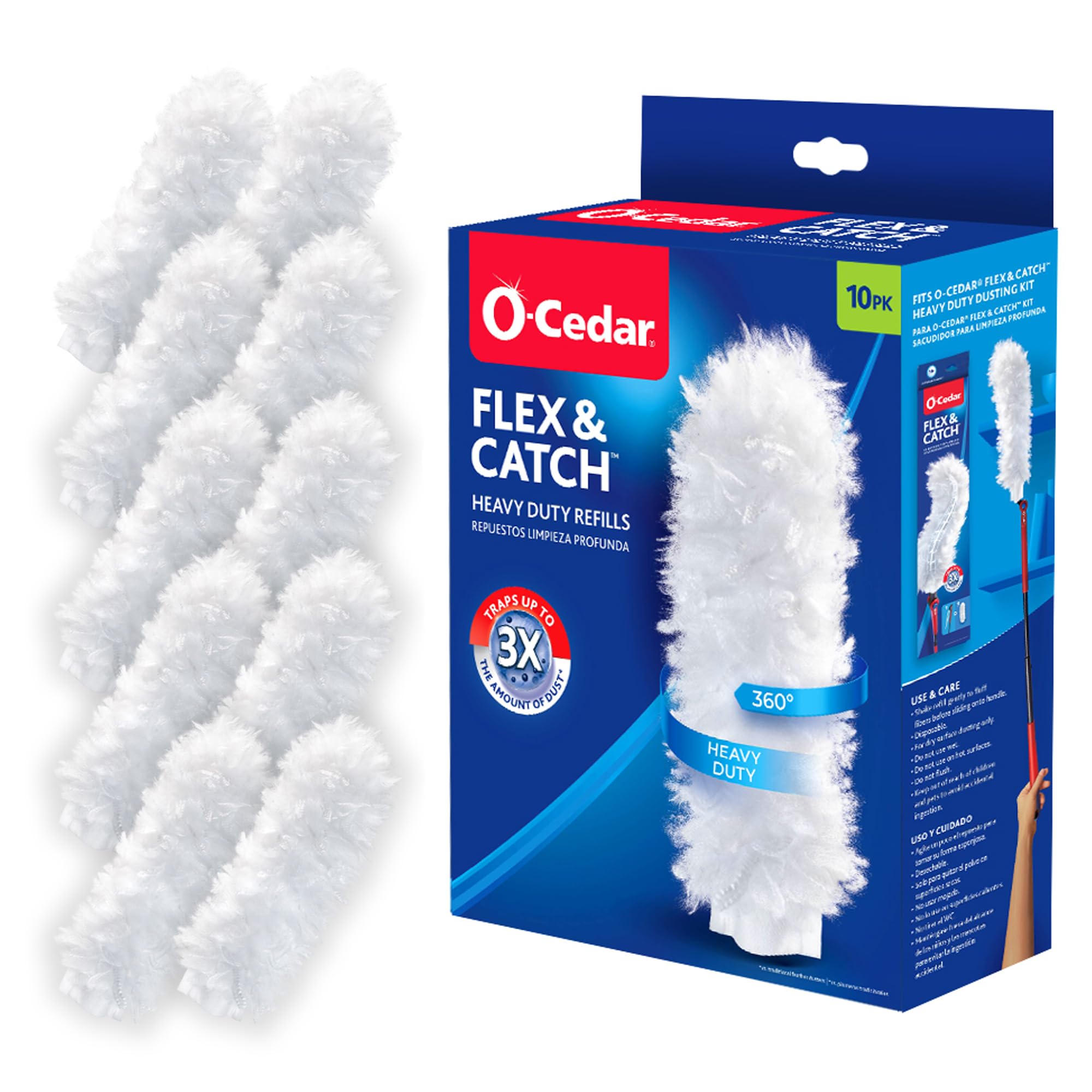 O-Cedar Flex & Catch Heavy Duty Dusting Refills (10 Count) | Disposable Duster Refill | Traps 3X More Dust Than Traditional Feather Duster