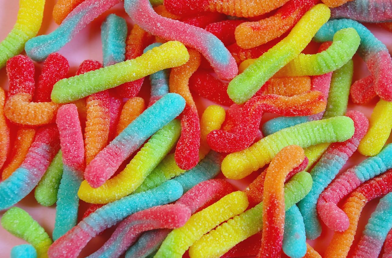 Mini Sour Worms Gummy Candy, Bulk, 2 Pounds