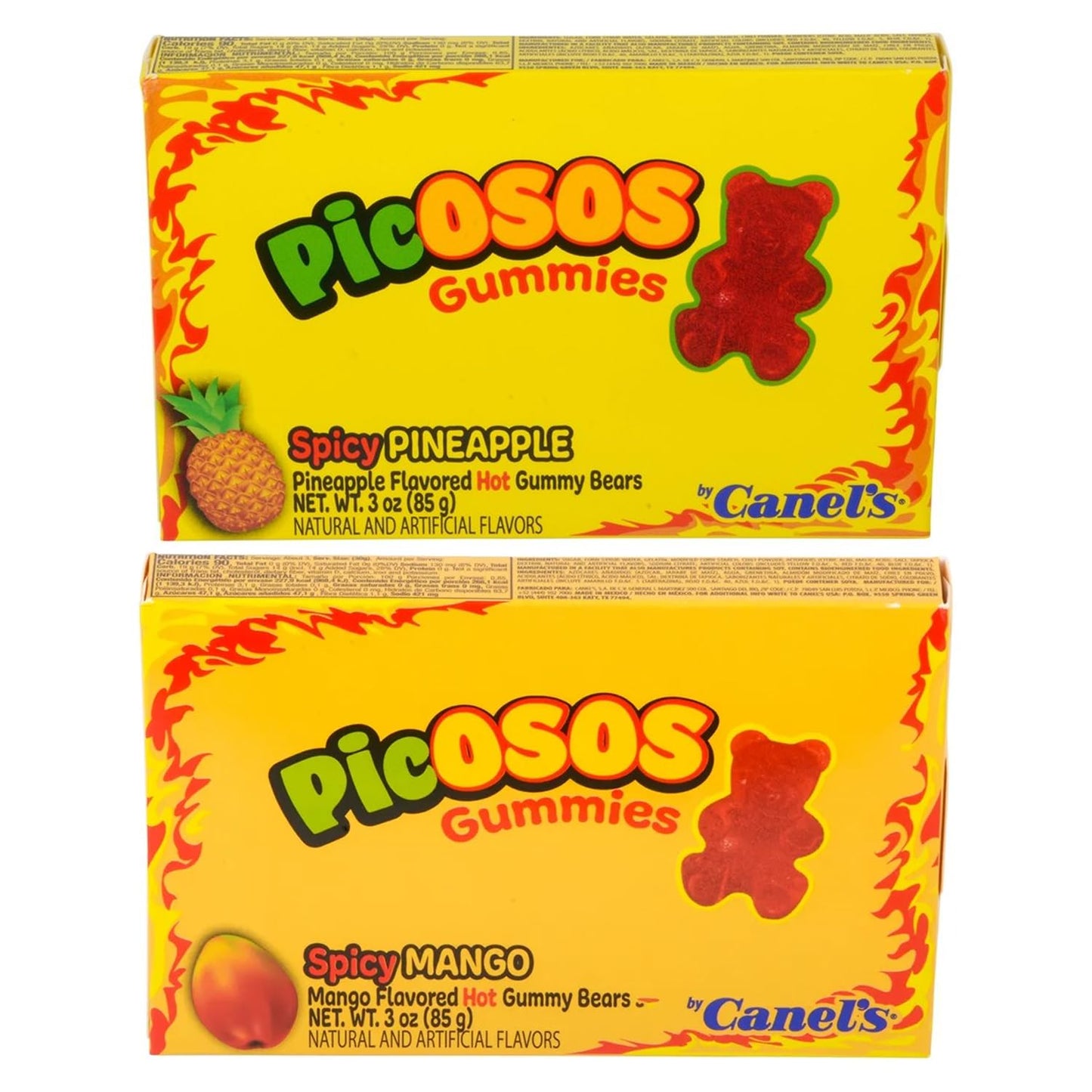 Canel’s Picosos Spicy Pineapple and Mango Flavor Gummy Bears - 3oz Theater Boxes (Pack of 4-12 Ounce Total) - Choose your Flavor - Sweet and Hot