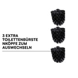 WC Set - White -22x18x70cm- Toilet Paper Holder and Toilet Brush incl. - Stainless Steel - Strong Glass Base - Plus: 1+2 Replacement Toilet Brush