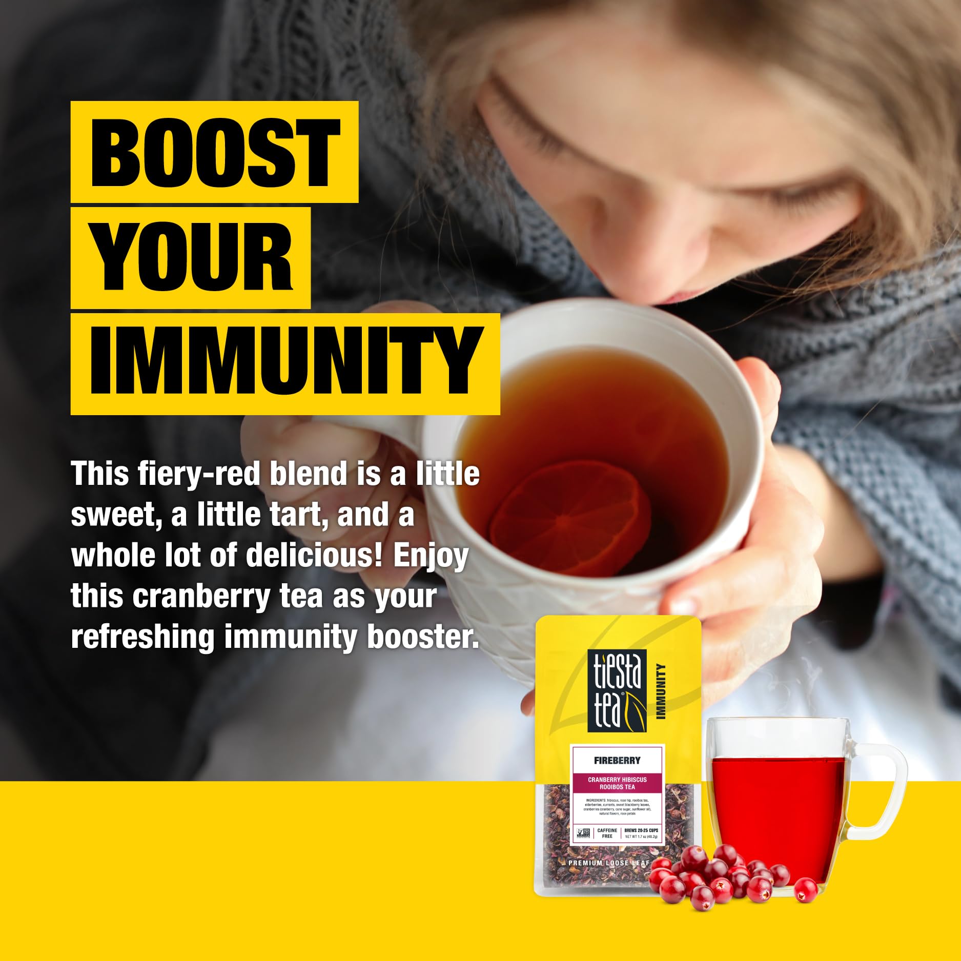 Tiesta Tea - Cranberry Hibiscus Rooibos Tea, Fireberry, Loose Leaf, Herbal Blend with Hibiscus, Cranberry, Currants & Rooibos, Enjoy Hot or Iced
