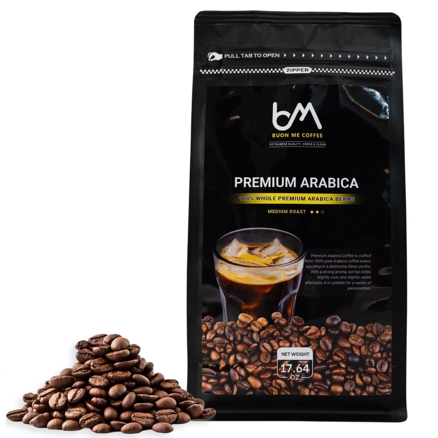 Buon Me Coffee Premium Arabica Whole Bean, 100% Original Arabica Coffee Beans Medium Roast, Vietnamese Coffee, Strong Flavor for Espresso 17.6oz Bag