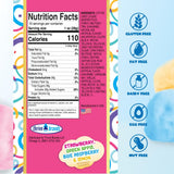 PartyPuffs Jumbo Cotton Candy Cake 13oz - Slices Like Real Cake - Strawberry Apple Blue Raspberry Lemon - Crunchy Candy Topping - Ready to Serve