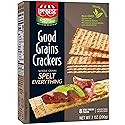 Snacktery Spelt Everything Flatbread Crackers - All Natural Spelt Crackers in 8 Stay-Fresh Packs - Thin & Crispy Whole Grain Crackers for Cheese