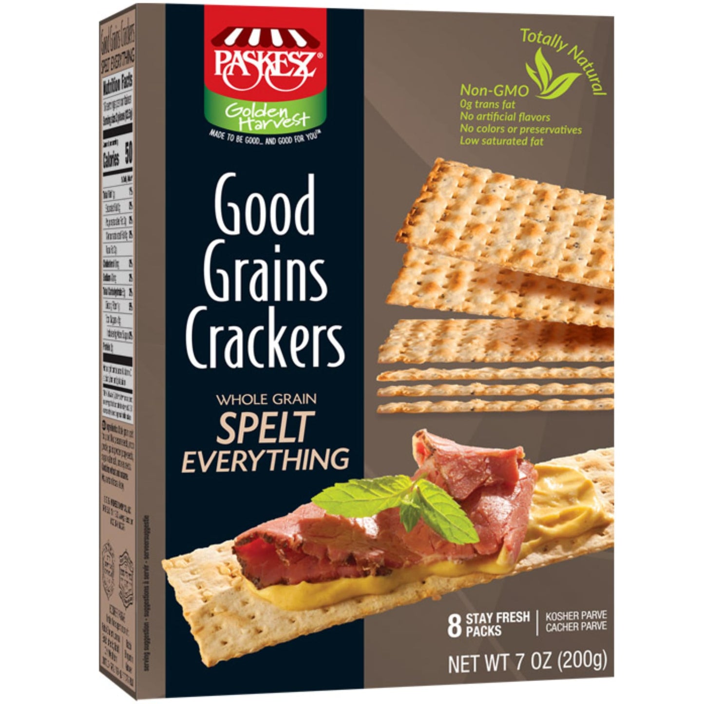 Snacktery Spelt Everything Flatbread Crackers - All Natural Spelt Crackers in 8 Stay-Fresh Packs - Thin & Crispy Whole Grain Crackers for Cheese