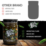 Lucky Lola's Sweet Jalapiña Heat, Jarred Jalapenos, 0g Sodium, 0g Fat, Single Jar 15 oz