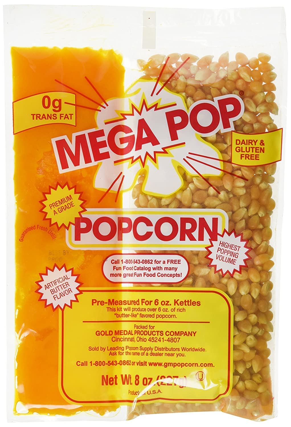 BeeQ BOX - (Pack of 36) Mega Pop Popcorn, Oil and Salt Kits - 8 oz.