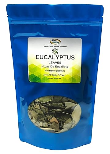 CIK Naturals Eucalyptus Dried Leaves Peruvian Hojas de Eucalipto Secas (100g /3.52oz) - Eucalyptus Strong Aromatic Herb Peru