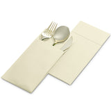 50-Pack Disposable Linen-Feel Dinner Napkins with Built-in Flatware Pocket, CREAM Prefolded Cloth Like Paper Napkins For Dinner, Wedding Or Party
