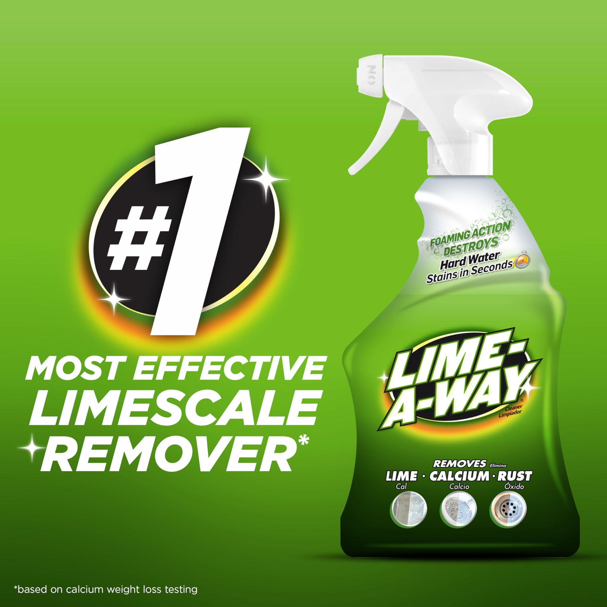 Lime-A-Way Hard Water Stain Remover Spray, Removes Lime, Calcium & Rust in Seconds, Bathroom Cleaner, 22 fl oz