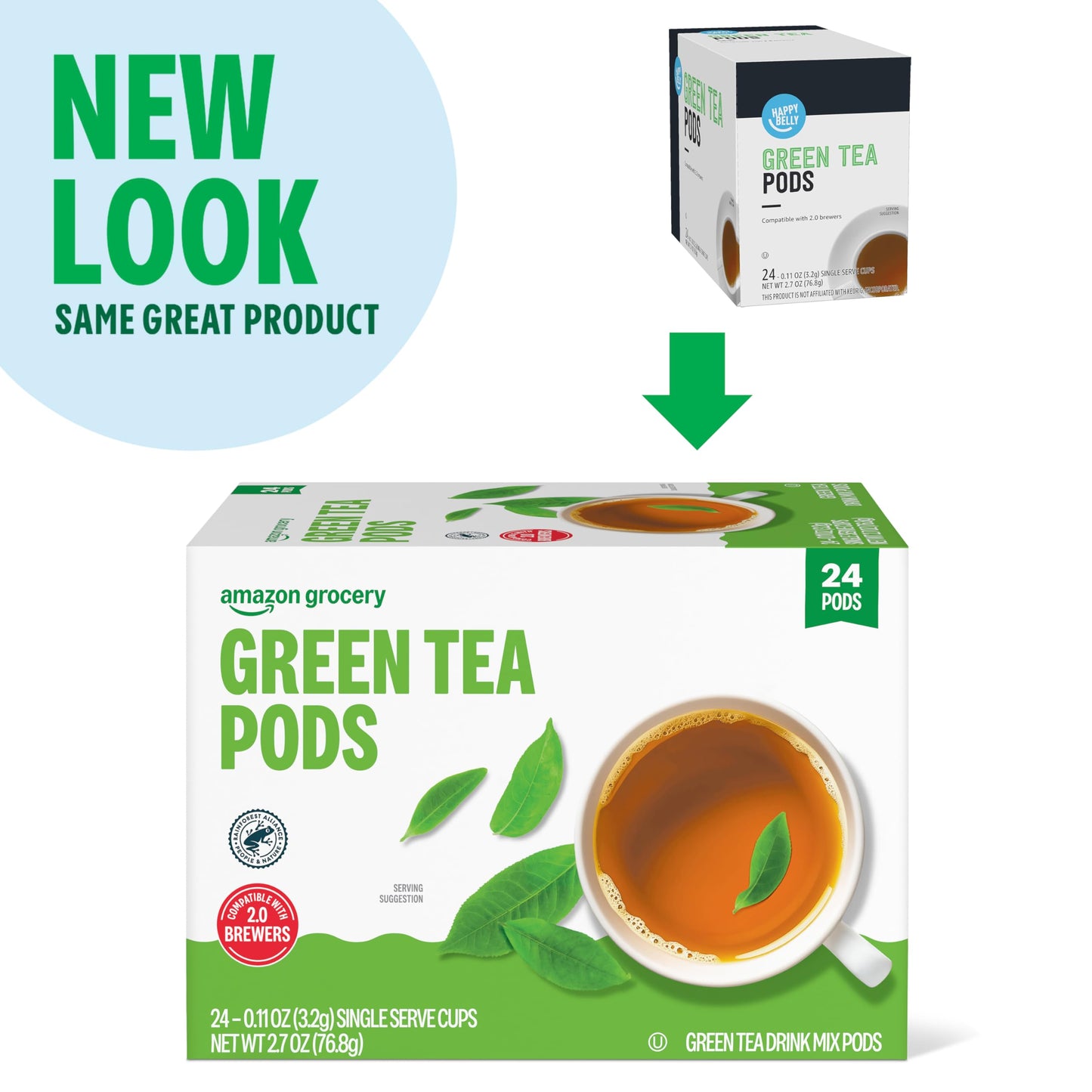 Amazon Grocery, Green Tea Pods, 2.7 Oz, 24 Ct (Previously Happy Belly)