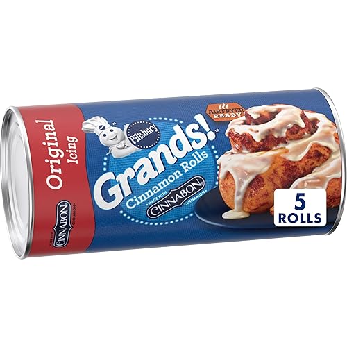 Pillsbury Grands! Cinnamon Rolls with Cinnabon Cinnamon and Original Icing, Refrigerated Canned Pastry Dough, 5 Ct, 17.5 oz