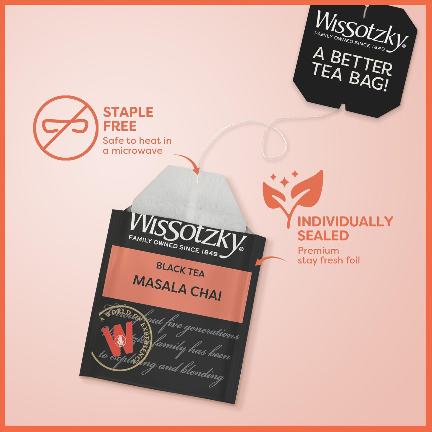Wissotzky Masala Chai Black Tea, 20 Tea Bags | Aromatic Chai Tea | Antioxidant Rich | Comforting Tea | Black Tea Bags