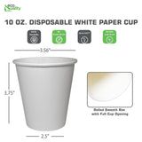 EcoQuality 2 Pack of 500 ct - White Hot Drink Paper Cups 10 oz Disposable Coffee Cups, Recyclable, Compostable, Great for Office, Breakrooms