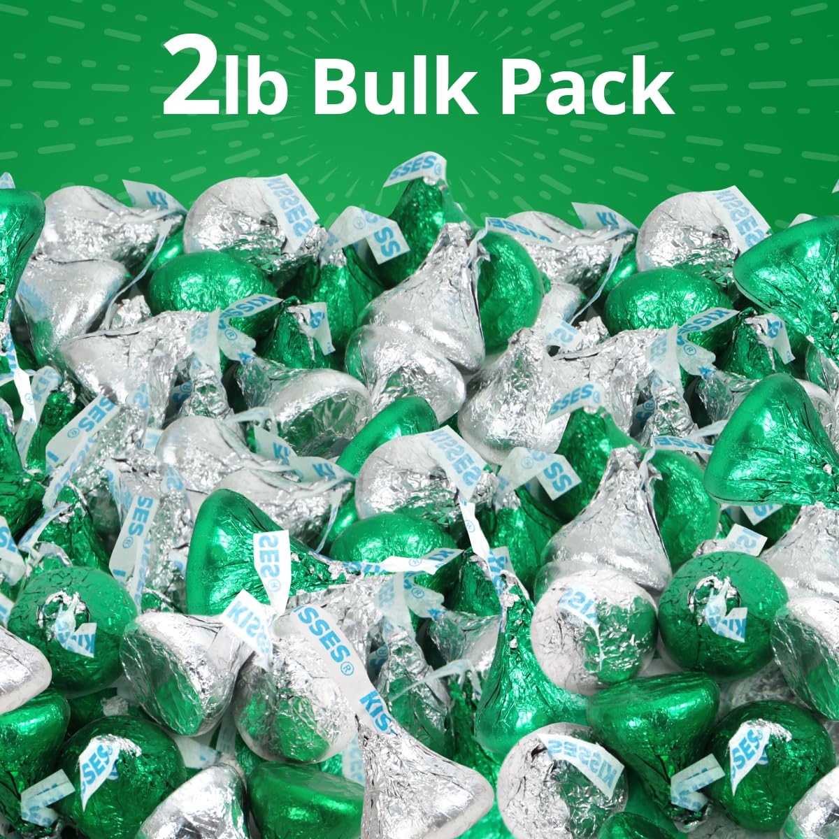 St Patrick's Day Silver and Green Chocolate Bulk Pack 2 Pound, Milk Chocolate for Family Gatherings or Holiday Parties, Delicious Green Candy